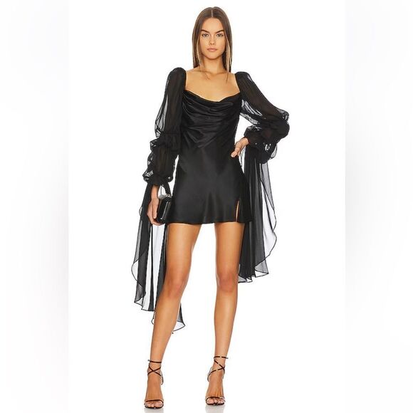 NEW For Love and Lemons Mini Willow Dress Black Size Small - Picture 13 of 13